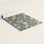 William Morris Vintage Strawberry Thief Green Indigo Thyme Yoga Mat Gallery Image 2