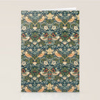 William Morris Vintage Strawberry Thief Green Indigo Thyme Stationery Card Gallery Image 2