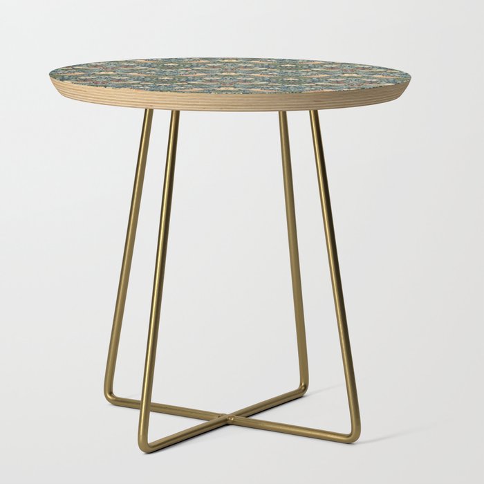 William Morris Vintage Strawberry Thief Green Indigo Thyme Side Table Gallery Image 1