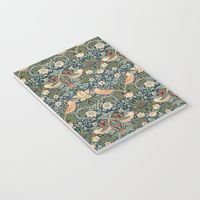 William Morris Vintage Strawberry Thief Green Indigo Thyme Notebook Gallery Image 3