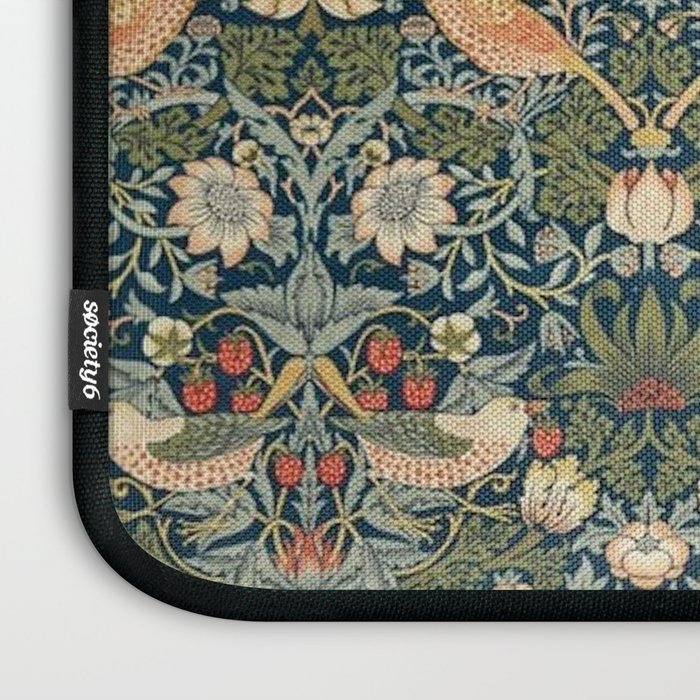 William Morris Vintage Strawberry Thief Green Indigo Thyme Laptop Sleeve Gallery Image 3