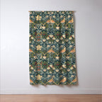 William Morris Vintage Strawberry Thief Green Indigo Thyme Window Curtain Gallery Image 3