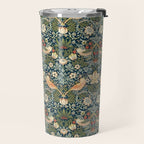 William Morris Vintage Strawberry Thief Green Indigo Thyme Travel Mug Gallery Image 2