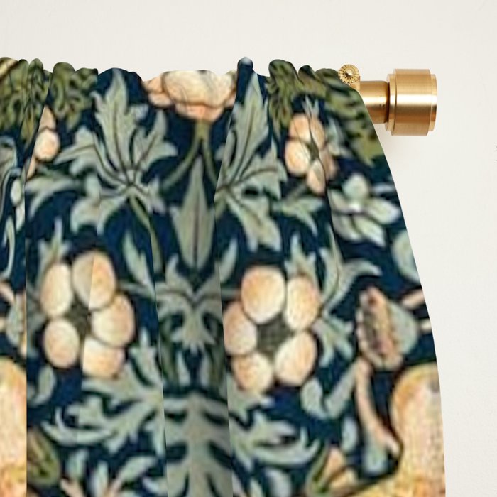 William Morris Vintage Strawberry Thief Green Indigo Thyme Window Curtain Gallery Image 2