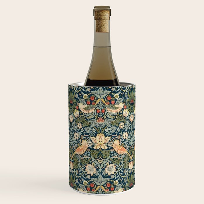 William Morris Vintage Strawberry Thief Green Indigo Thyme Wine Chiller Gallery Image 1