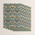 William Morris Vintage Strawberry Thief Green Indigo Thyme Wrapping Paper Gallery Image 3
