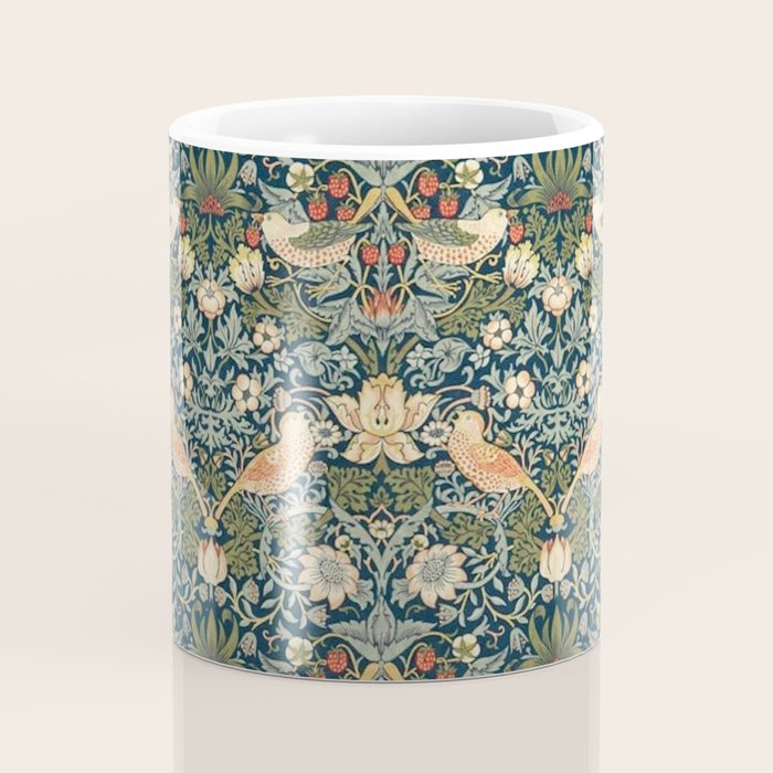 William Morris Vintage Strawberry Thief Green Indigo Thyme Coffee Mug Gallery Image 4