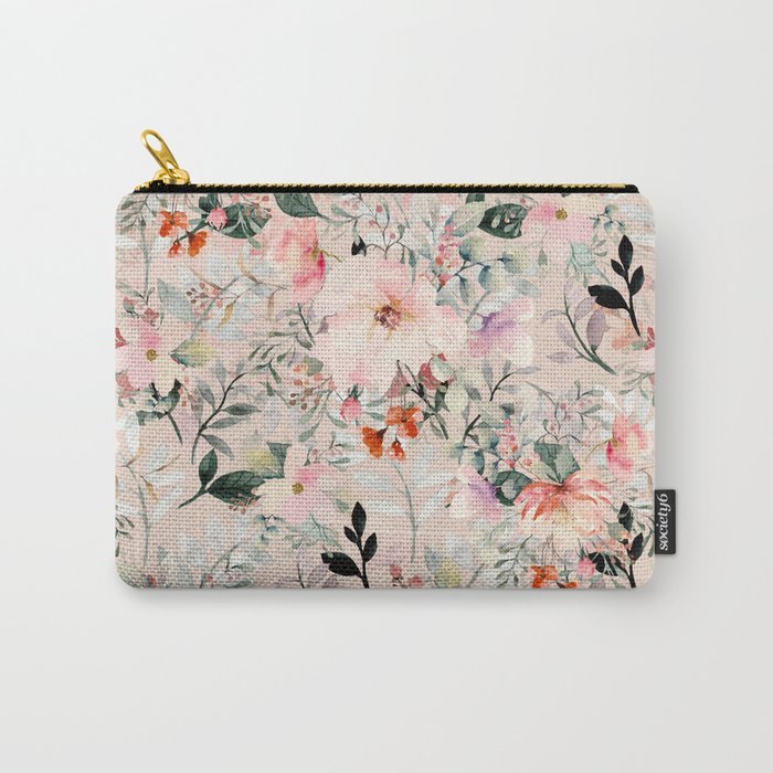 Cottagecore Summer Watercolor Floral Prints Carry All Pouch Gallery Image 1