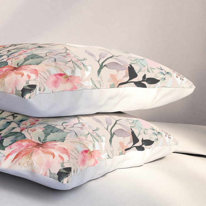 Cottagecore Summer Watercolor Floral Prints Pillow Sham Gallery Image 3