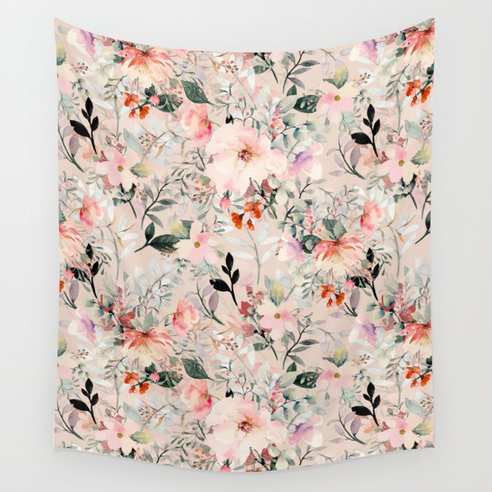 Cottagecore Summer Watercolor Floral Prints Wall Tapestry Gallery Image 4