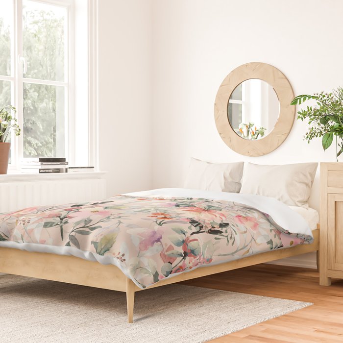 Cottagecore Summer Watercolor Floral Prints Duvet Cover Gallery Image 2