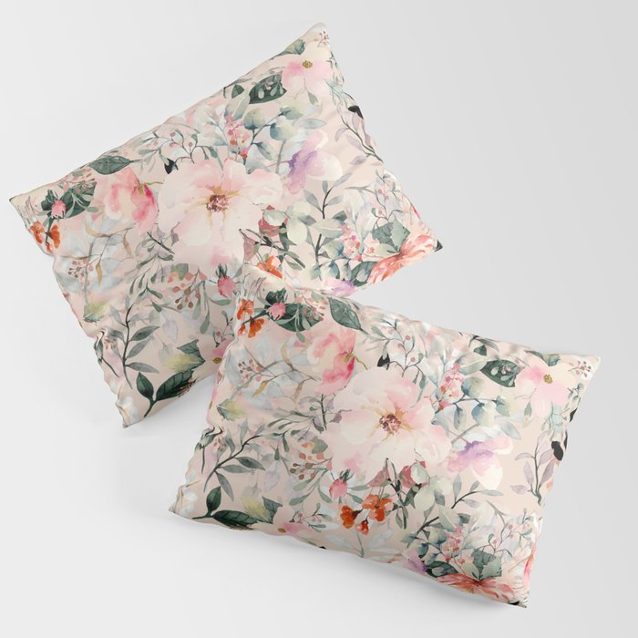 Cottagecore Summer Watercolor Floral Prints Pillow Sham Gallery Image 1
