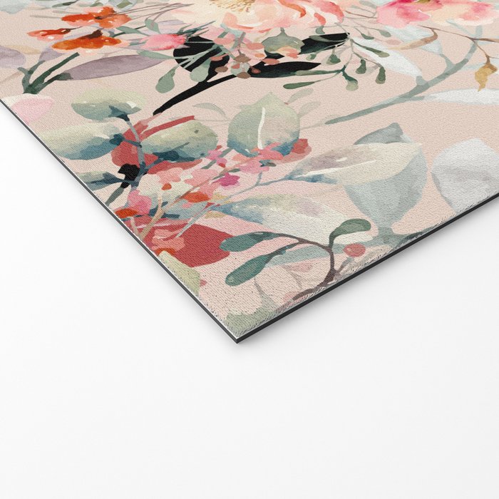 Cottagecore Summer Watercolor Floral Prints Welcome Mat Gallery Image 2