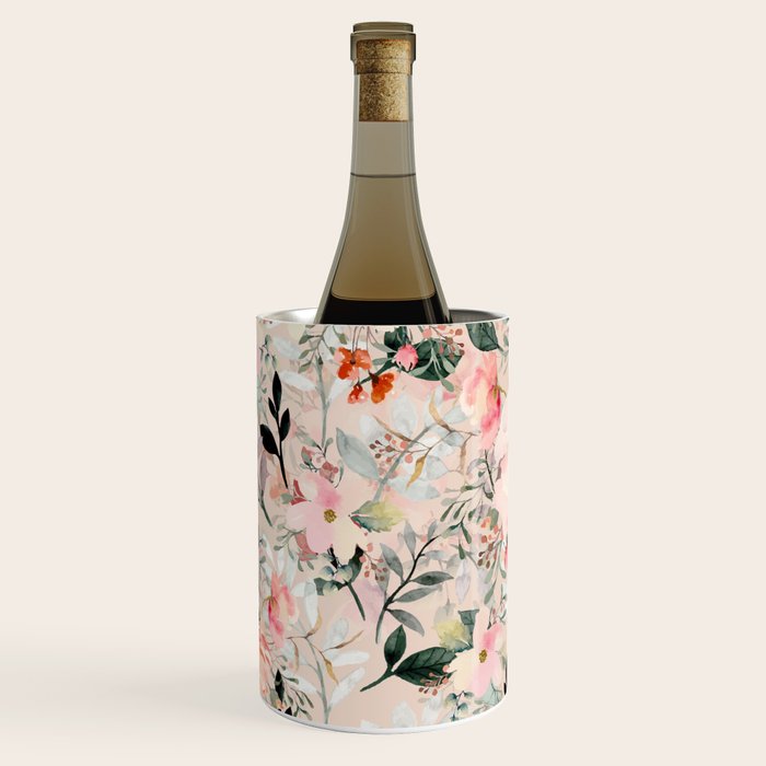 Cottagecore Summer Watercolor Floral Prints Wine Chiller Gallery Image 2