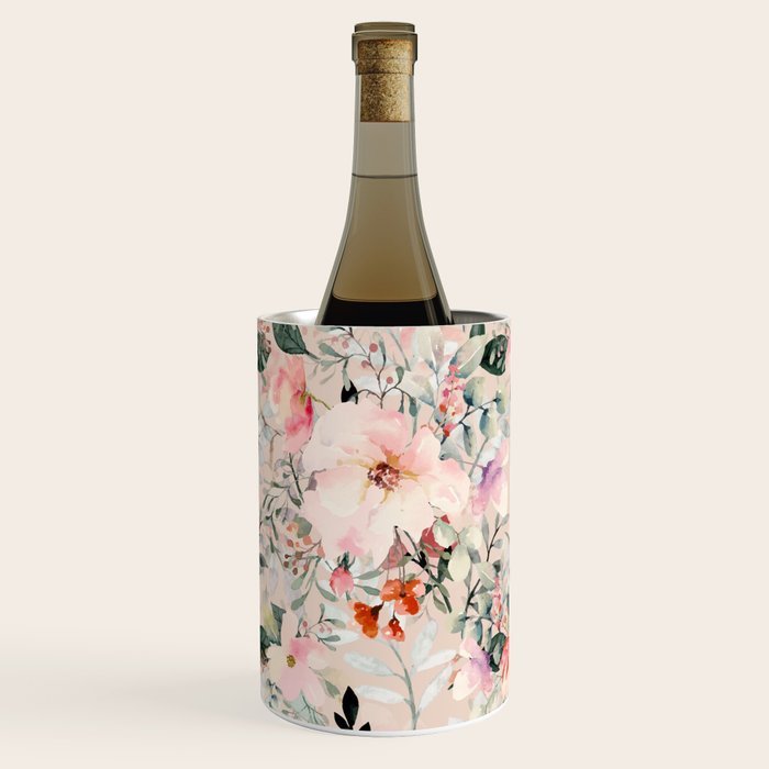 Cottagecore Summer Watercolor Floral Prints Wine Chiller Gallery Image 1