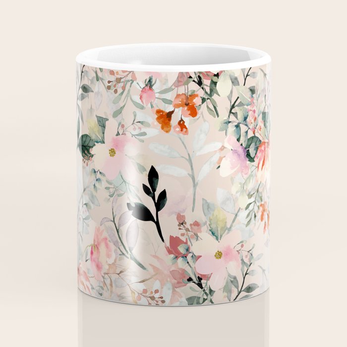 Cottagecore Summer Watercolor Floral Prints Coffee Mug Gallery Image 4