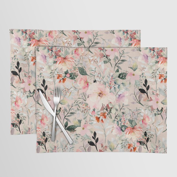 Cottagecore Summer Watercolor Floral Prints Placemat Gallery Image 1