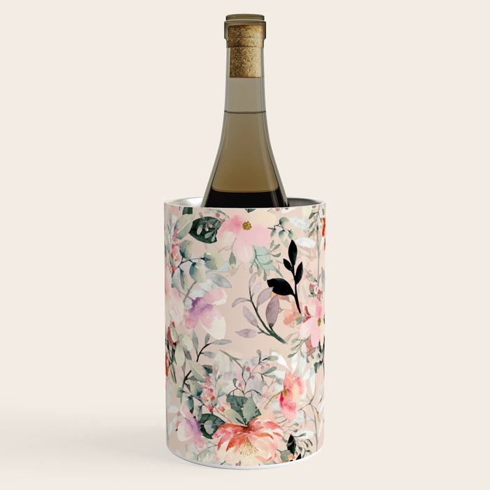 Cottagecore Summer Watercolor Floral Prints Wine Chiller Gallery Image 3