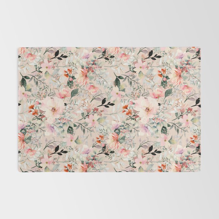 Cottagecore Summer Watercolor Floral Prints Rug Gallery Image 2