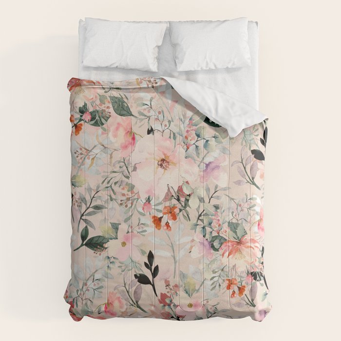 Cottagecore Summer Watercolor Floral Prints Comforter Gallery Image 1