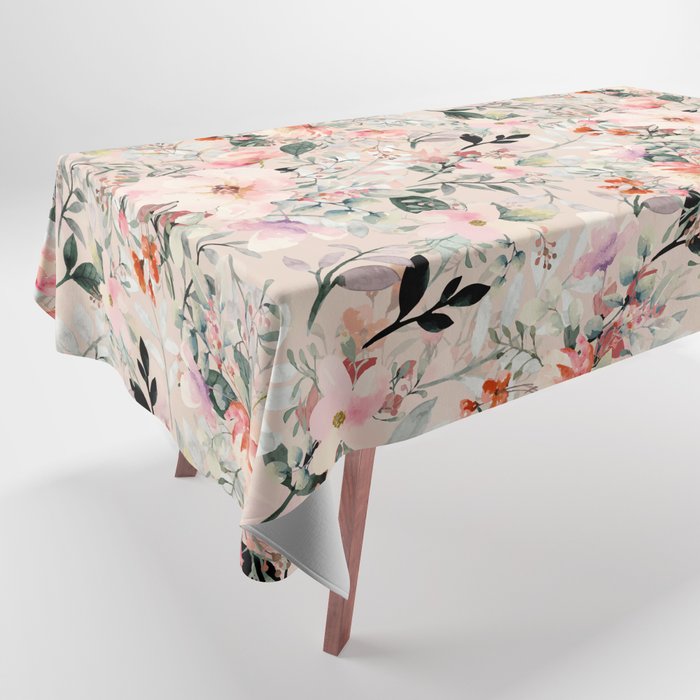Cottagecore Summer Watercolor Floral Prints Tablecloth Gallery Image 1