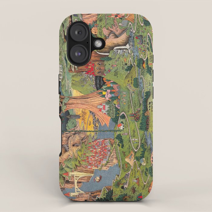 The land of make believe. Published by Jaro Hess 1930 Cornucopia of Fairy Tales Detailed Labeled Map Fun Magical Fantasy Art iPhone Case Gallery Image 1