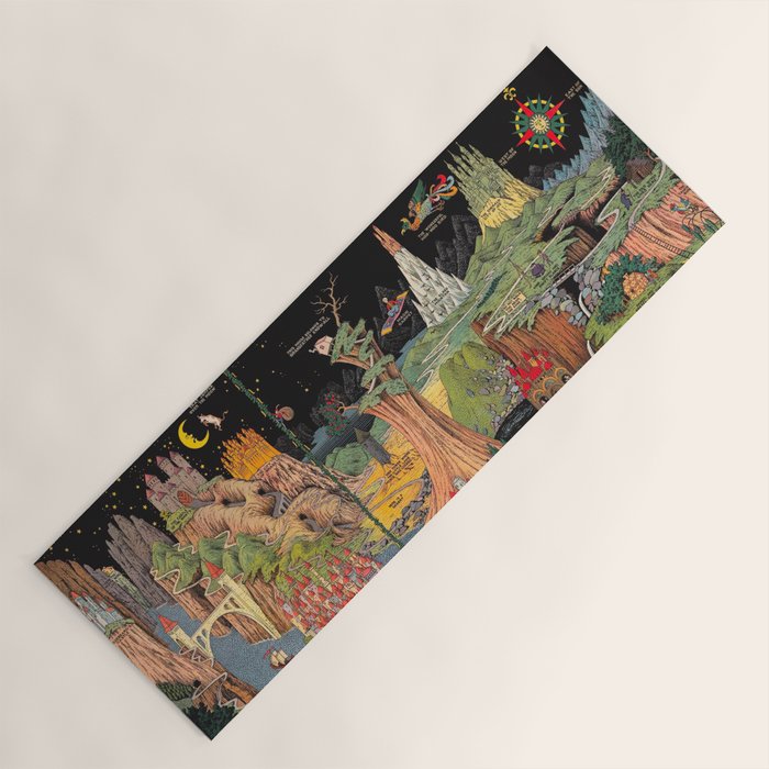 The land of make believe. Published by Jaro Hess 1930 Cornucopia of Fairy Tales Detailed Labeled Map Fun Magical Fantasy Art Yoga Mat Gallery Image 1