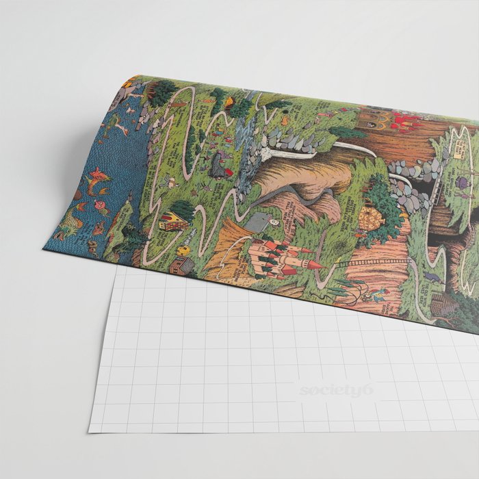 The land of make believe. Published by Jaro Hess 1930 Cornucopia of Fairy Tales Detailed Labeled Map Fun Magical Fantasy Art Wrapping Paper Gallery Image 2