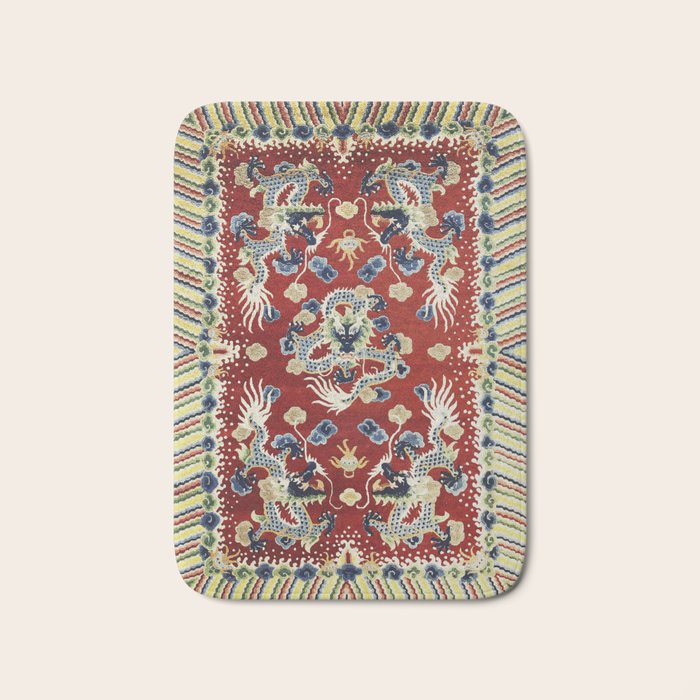 Antique Chinese Dragon Rug Print Bath Mat Gallery Image 1
