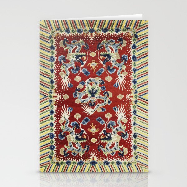Antique Chinese Dragon Rug Print Stationery Card Gallery Image 2