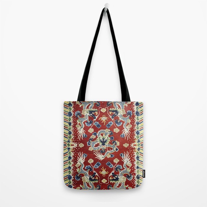 Antique Chinese Dragon Rug Print Tote Bag Gallery Image 2