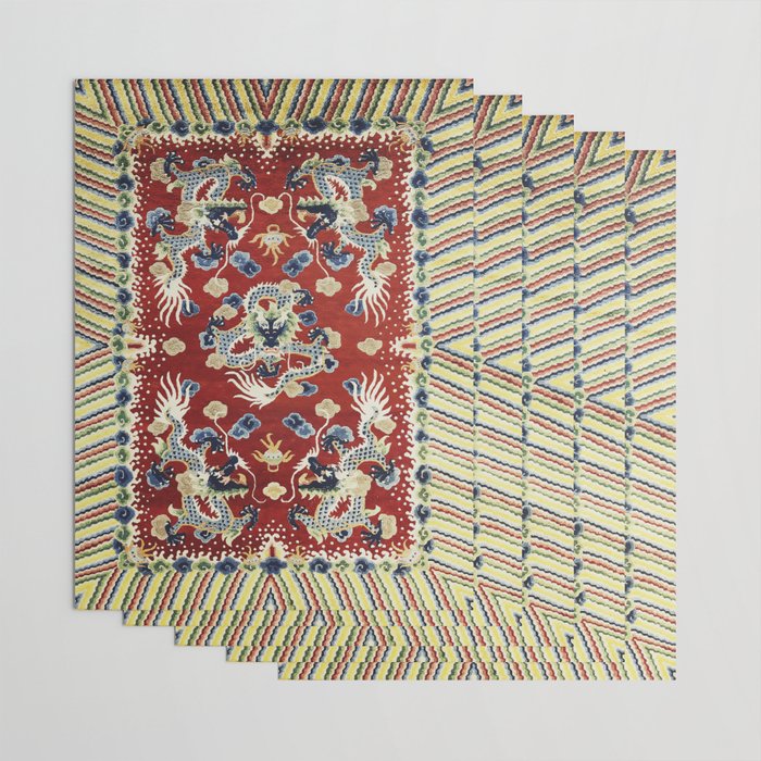 Antique Chinese Dragon Rug Print Wrapping Paper Gallery Image 3