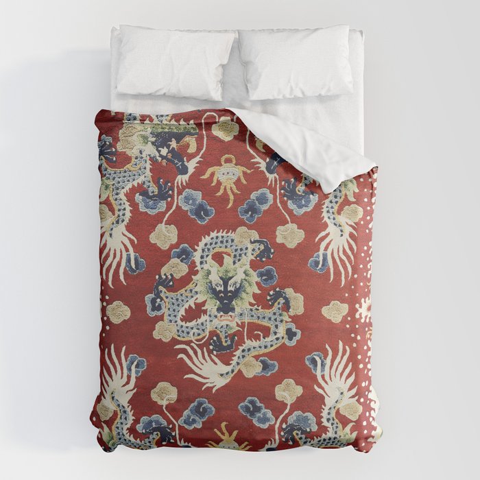 Antique Chinese Dragon Rug Print Duvet Cover Gallery Image 6