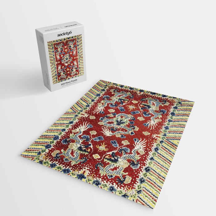 Antique Chinese Dragon Rug Print Jigsaw Puzzle Gallery Image 2