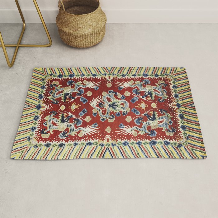 Antique Chinese Dragon Rug Print Rug Gallery Image 1