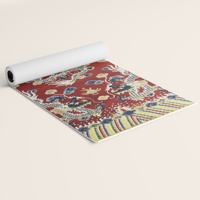 Antique Chinese Dragon Rug Print Yoga Mat Gallery Image 2