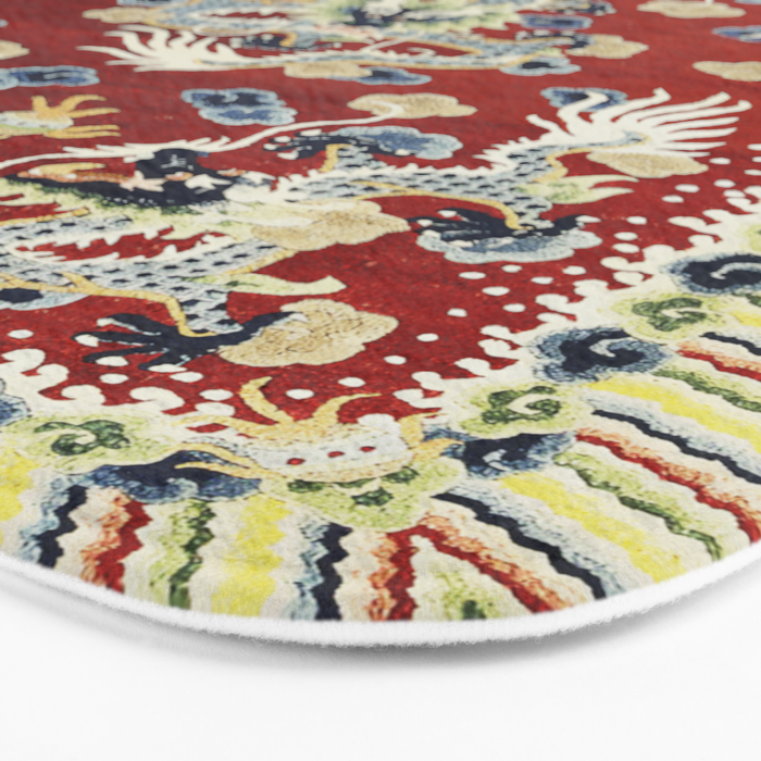 Antique Chinese Dragon Rug Print Bath Mat Gallery Image 3