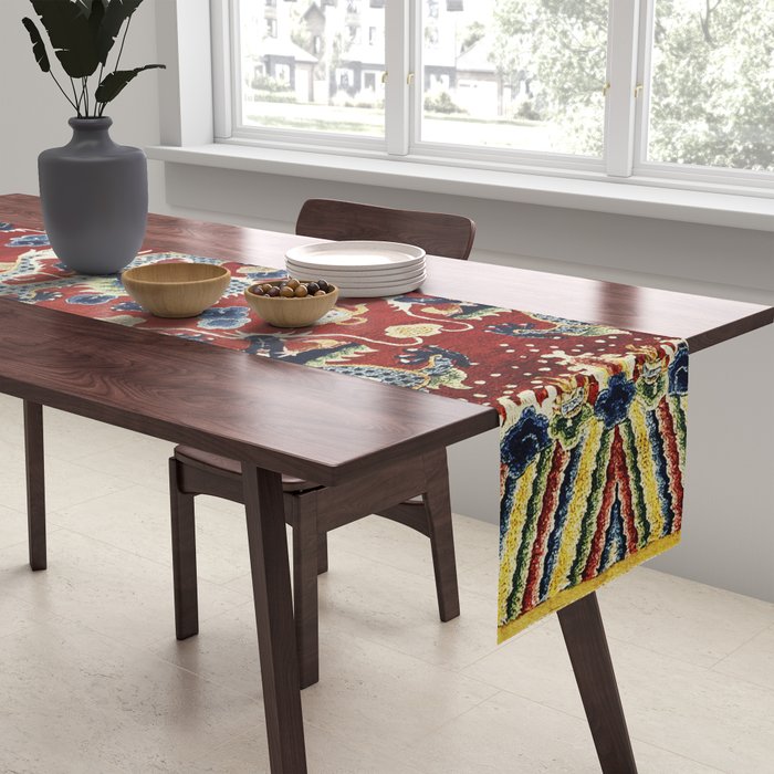 Antique Chinese Dragon Rug Print Table Runner Gallery Image 2
