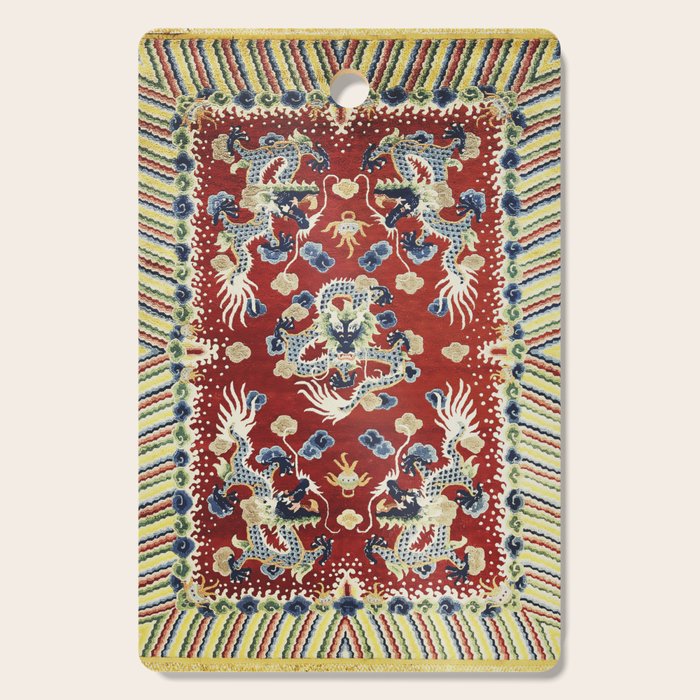 Antique Chinese Dragon Rug Print Cutting Board Gallery Image 1