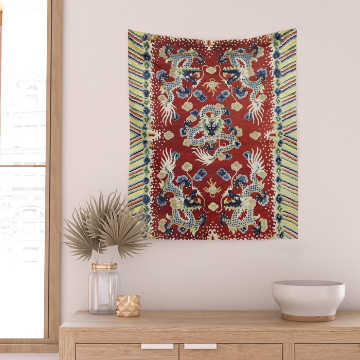 Antique Chinese Dragon Rug Print Wall Tapestry Gallery Image 2