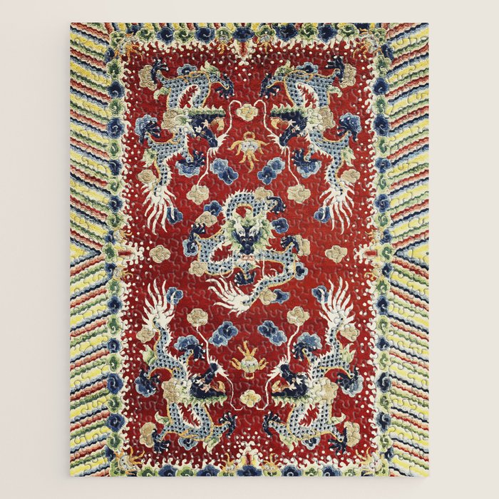 Antique Chinese Dragon Rug Print Jigsaw Puzzle Gallery Image 1