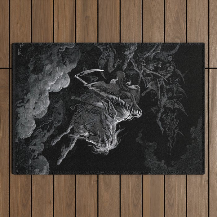 Death on the Pale Horse- Gustave Dore Outdoor Rug Gallery Image 1