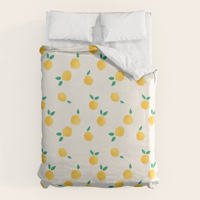 Sunny Mediterranean Lemon Pattern  Summer Coastal Vibes Duvet Cover Gallery Image 6