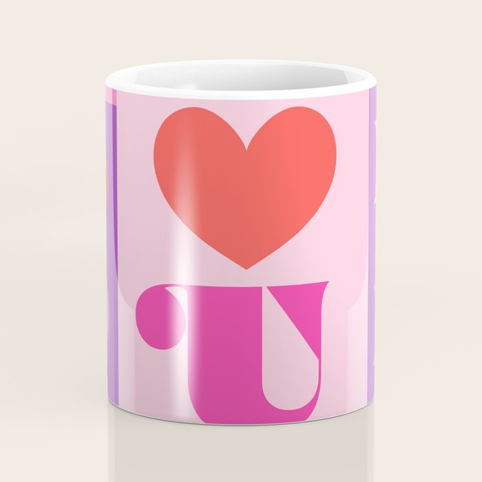 I Love You Checkerboard - Pink Red & Purple Coffee Mug Gallery Image 4