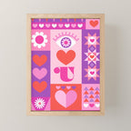 I Love You Checkerboard - Pink Red & Purple Mini Art Print Gallery Image 1