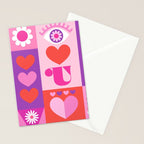 I Love You Checkerboard - Pink Red & Purple Stationery Card Gallery Image 2