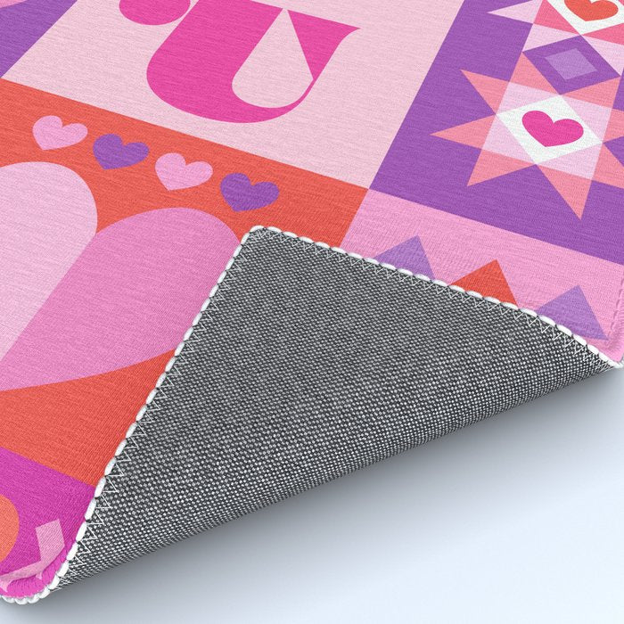 I Love You Checkerboard - Pink Red & Purple Rug Gallery Image 4