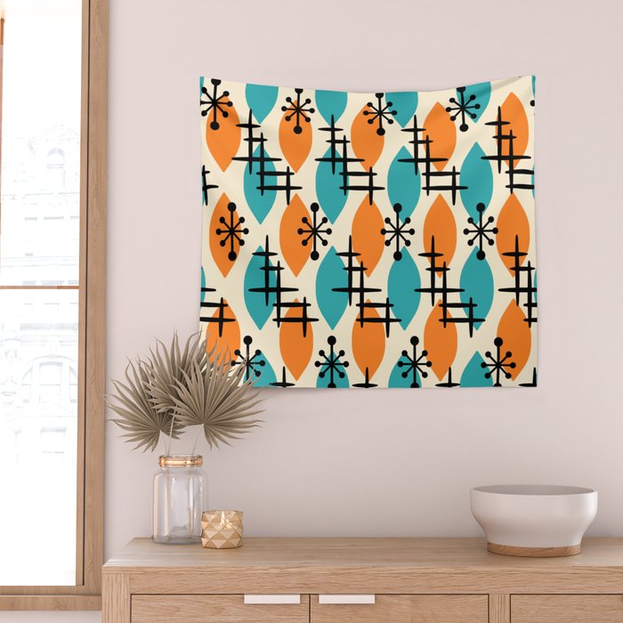 Mid Century Modern Atomic Drops 224 Wall Tapestry Gallery Image 2
