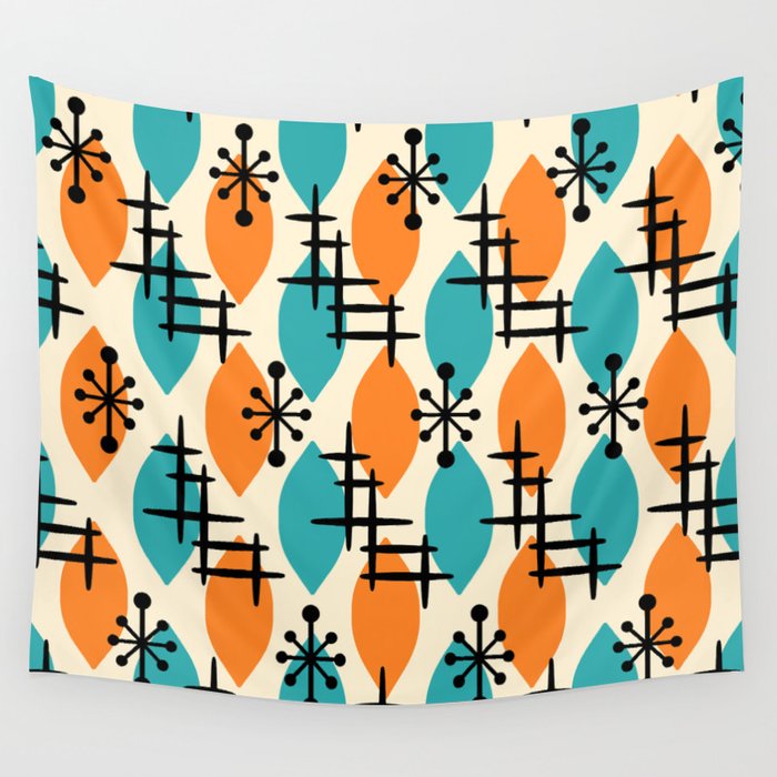 Mid Century Modern Atomic Drops 224 Wall Tapestry Gallery Image 4