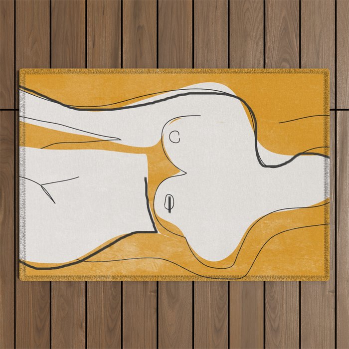 Abstract Line Art Nude Outdoor Rug Gallery Image 1